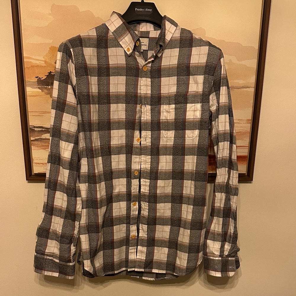 Paisley & Gray Men's Gray and White Checkered Shirt